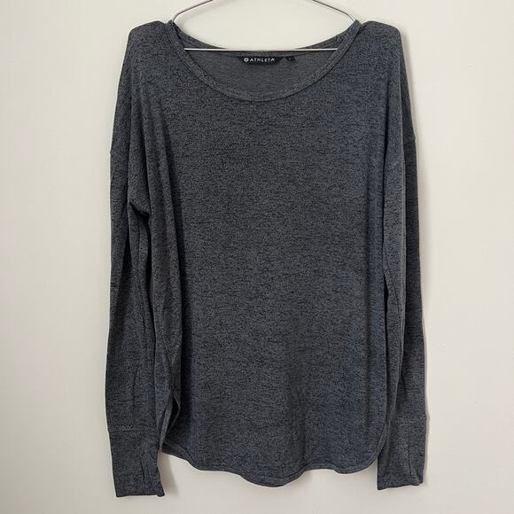 ATHLETA Women's Long Sleeve Gray Top with Thumb Holes Size L - Picture 1 of 13